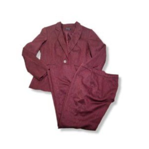 Emily Women's Burgundy Long Sleeve Collared Button Down Blazer Top Size 14